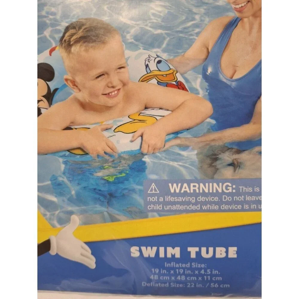 Disney Mickey Mouse & Donald Duck Kids Swim Tube Pool Float Ring Ages 3-6 NEW